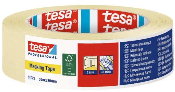 Banda adeziva pentru mascare Tesa, 19 mm x 50 m