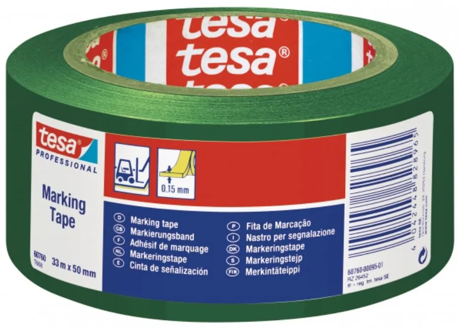 Banda adeziva de marcare Tesa, verde, 50 mm x 33 m