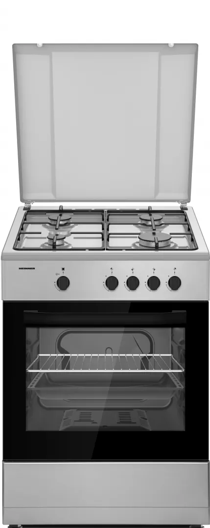Aragaz HFSC-SME66ISL, 60x60cm, gaz, 4 arzatoare, aprindere electrica, Argintiu