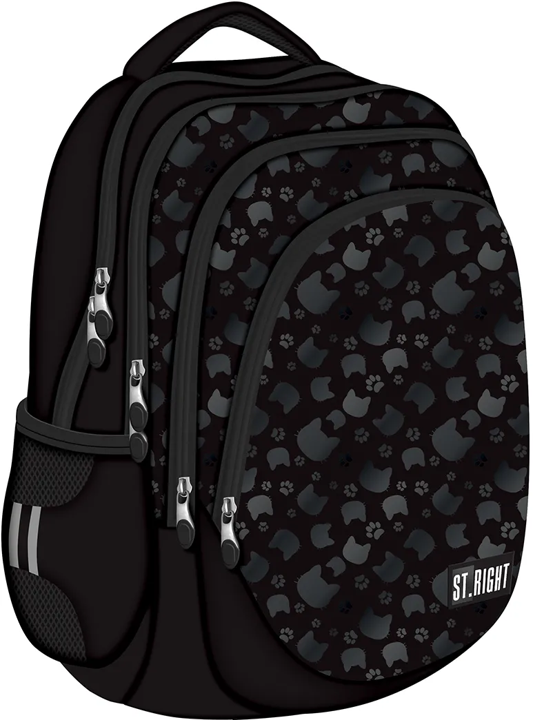 Ghiozdan BP06 ST Right Black Cats 4 compartimente, 42x31x22 cm