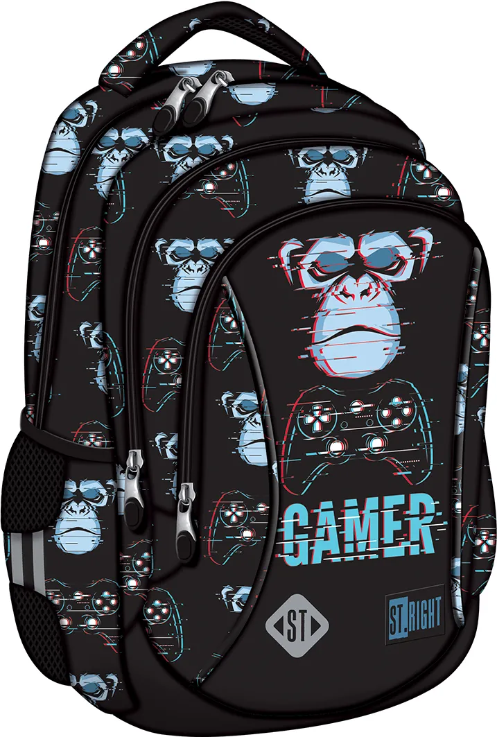 Ghiozdan BP26 ST Right Blue Gamer 3 compartimente, 39x27x17 cm