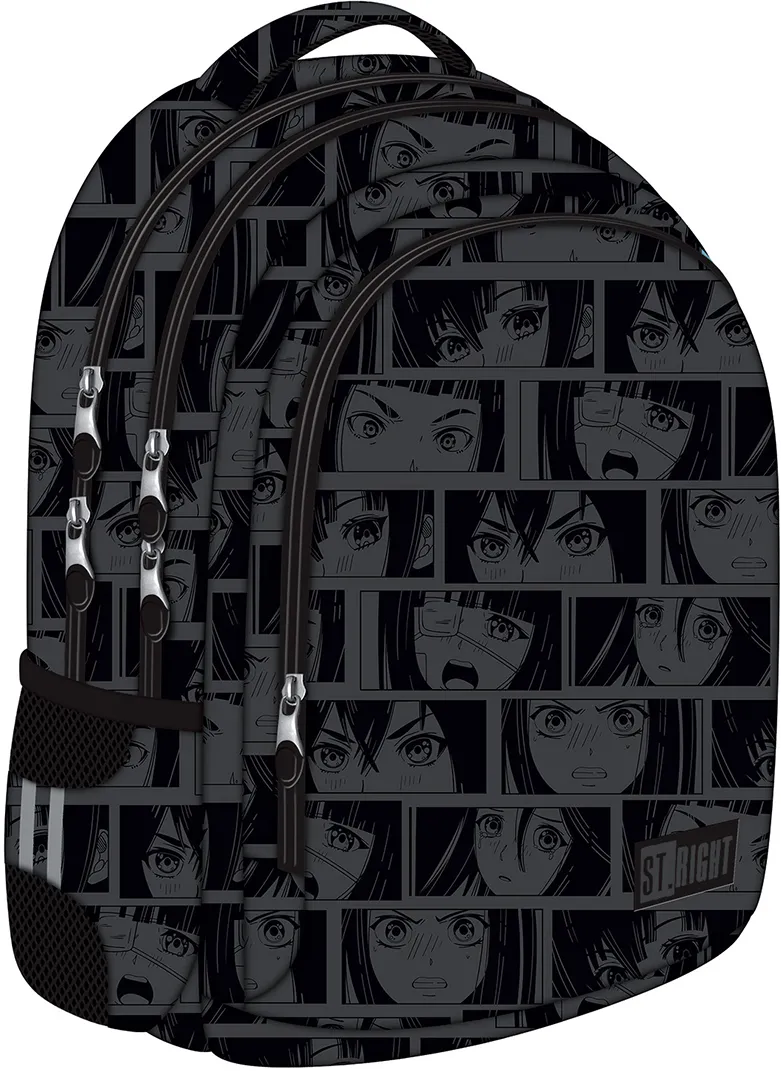 Ghiozdan BP57 ST Right Black Anime 4 compartimente, 40x28x11 cm