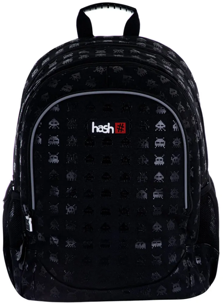 Ghiozdan Astra Hash AB350, 3 compartimente, 39x28x15 cm, negru