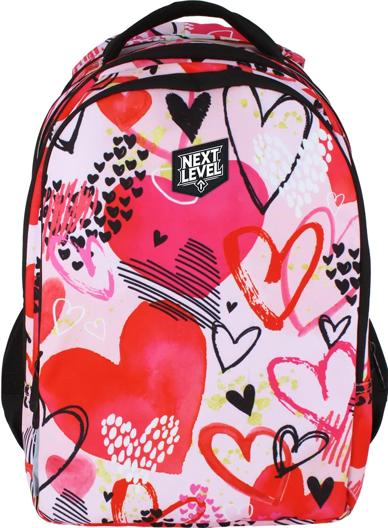 Ghiozdan Next Level, 2 in 1, colectia Heart Queen, 3 compartimente, 48x33x23 cm