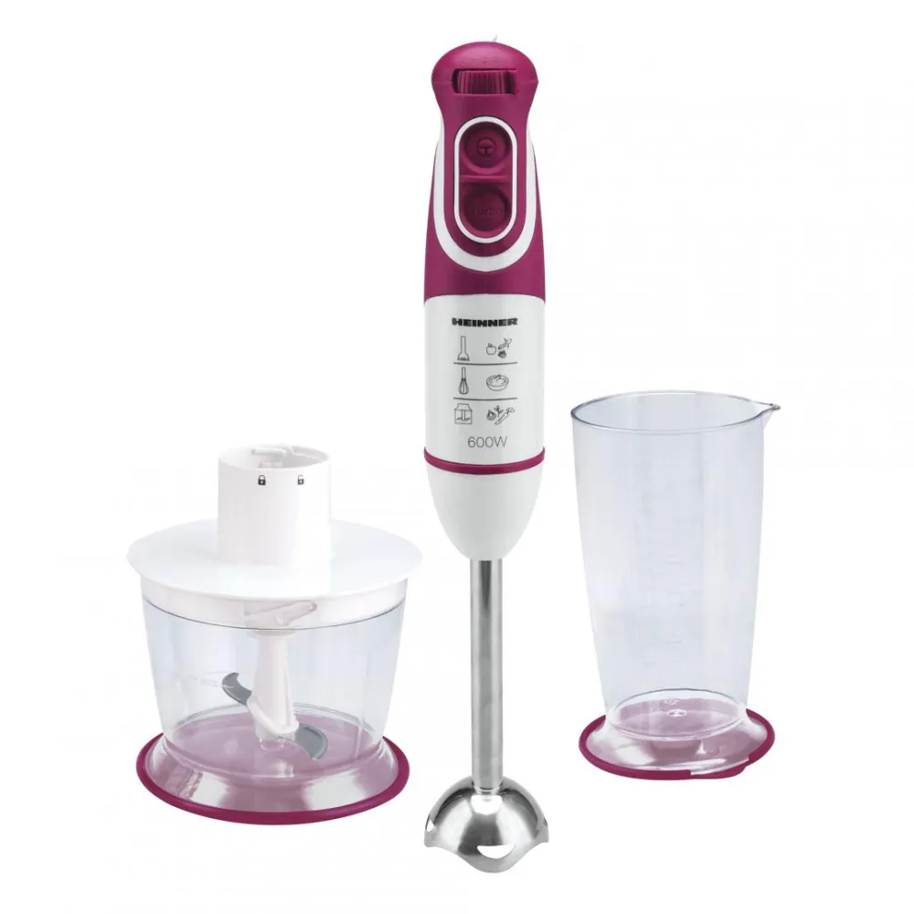 Mixer vertical Charm HB-600BG, 600 W, 5 viteze, Functie turbo, Tel, Tocator, Alb/Visiniu