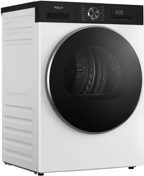 Uscator rufe TESLA WT8H91T, 8kg, D(E), Pompa caldura, delay start, 15 progr. display, alb