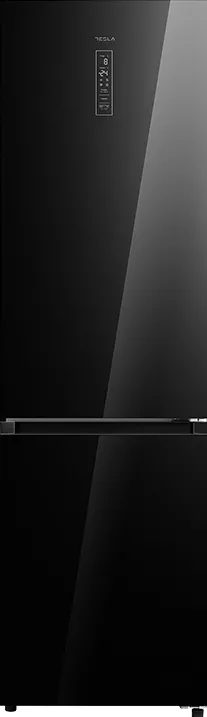Combina frigorifica Tesla RC3800FMB,378L, clasa E, H201, Nofrost, Display LED, metal cooling, Sticla Neagra
