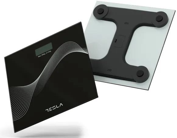 Cantar corporal Tesla BS102B, 180kg, baterii 2xAAA30x30cm, Negru