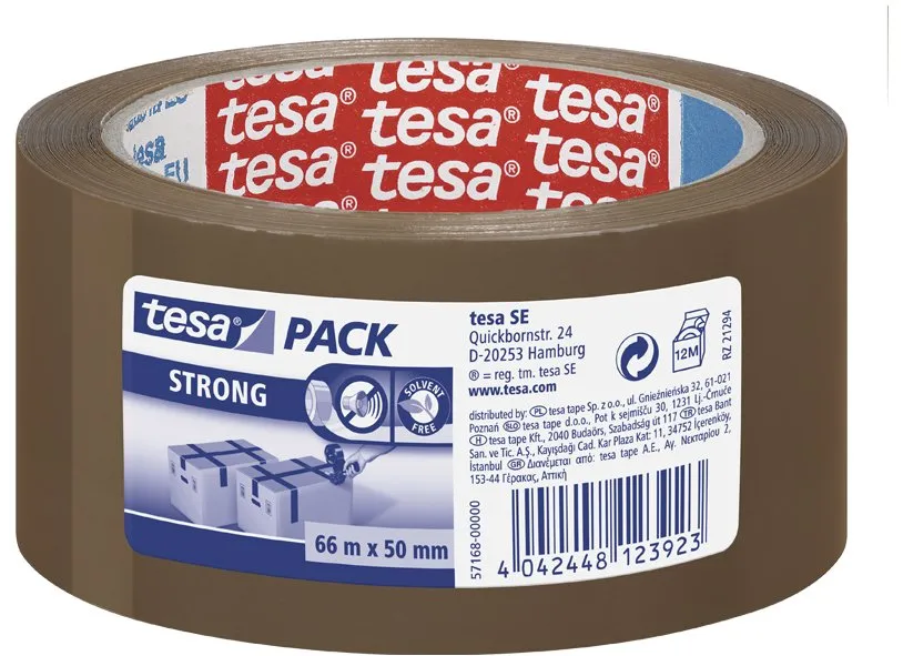 Banda adeziva Tesa STRONG, 50 mm x 66 m, maro