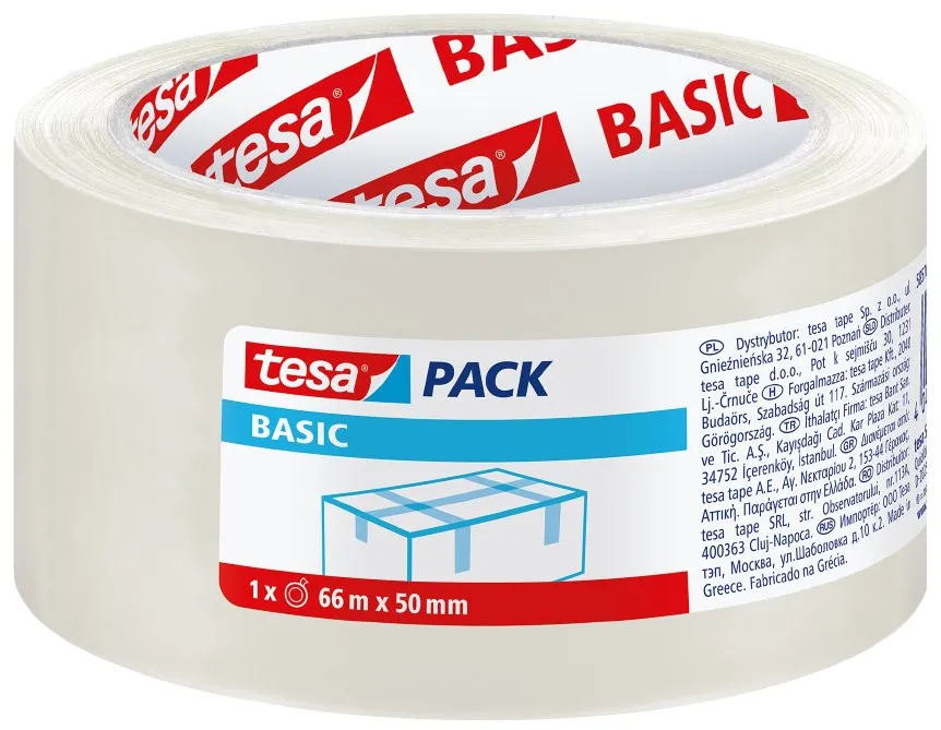 Banda adeziva pentru ambalare Tesa 50 mm x 66 m, transparent