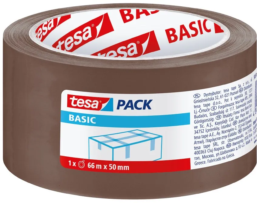 Banda ambalare Tesa Basic, maro 50 mm x 66 m
