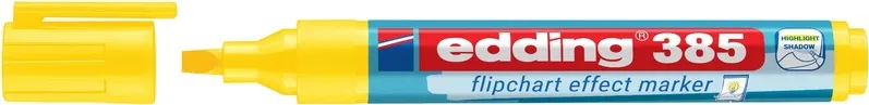 Marker pentru flipchart Edding 385, galben, varf flexibil tip pensula