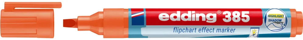 Marker flipchart edding Ecoline 385, corp din plastic reciclat, varf pensula flexibil, 1-5 mm, portocaliu