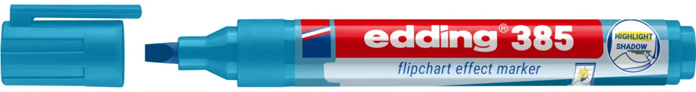 Marker flipchart edding Ecoline 385, corp din plastic reciclat, varf flexibil, 1-5 mm, albastru deschis