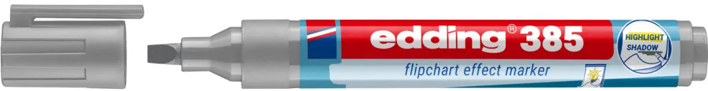 Marker flipchart edding Ecoline 385, corp din plastic reciclat, varf pensula flexibil, 1-5 mm, argintiu/gri