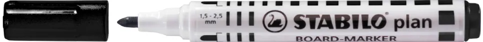Marker pentru tabla Stabilo Plan 64, varf rotund, 2.5-3.5mm, negru