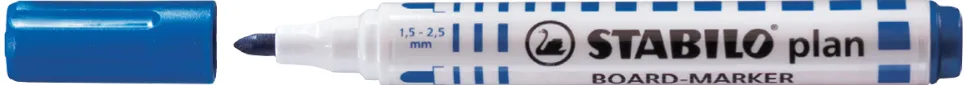 Marker pentru tabla Stabilo Plan 64, varf rotund, 2.5-3.5mm, albastru