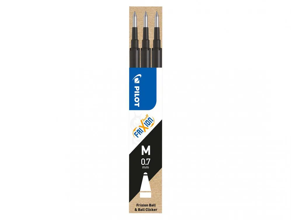 Rezerva roller cu gel Pilot Frixion Ball, 0.7 mm, negru, 3 bucati/set