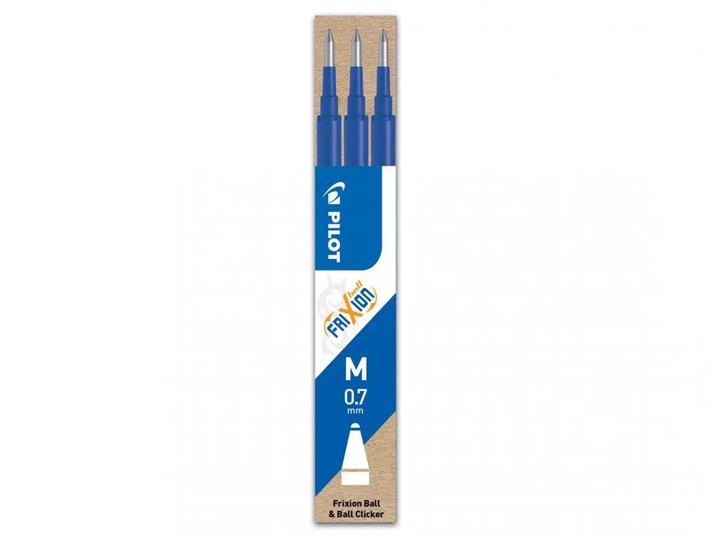 Rezerva roller cu gel Pilot Frixion Ball, 0.7 mm, albastru, 3 bucati/set