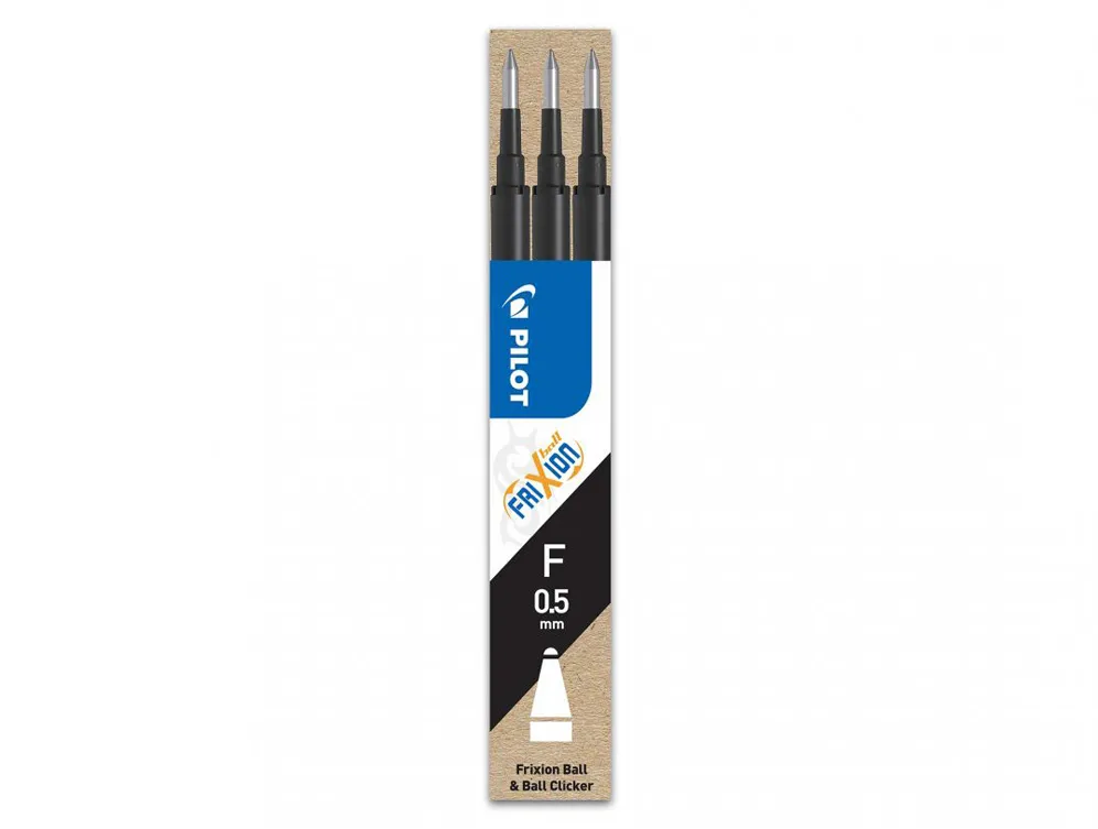 Rezerva roller cu gel Pilot Frixion Ball, 0.5 mm, negru, 3 bucati/set