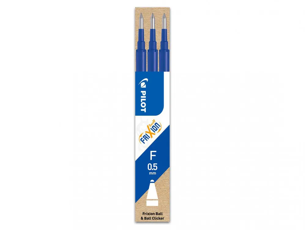 Rezerva roller cu gel Pilot Frixion Ball, 0.5 mm, albastru, 3 bucati/set