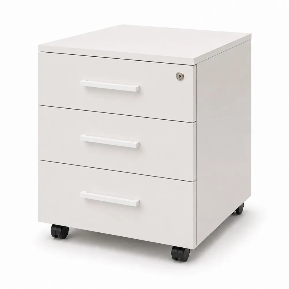 Dulapior mobil rollbox, 55x45x56 cm, 3 sertare, gri deschis