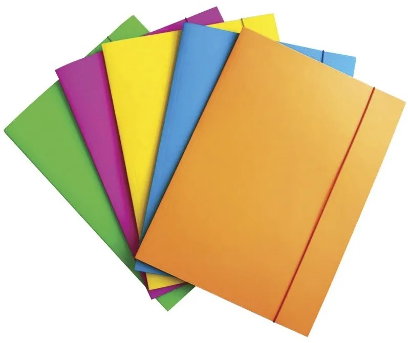 Dosar cu elastic Office Products, A4, carton lacuit, 300 gsm, 3 clapete, culori asortate