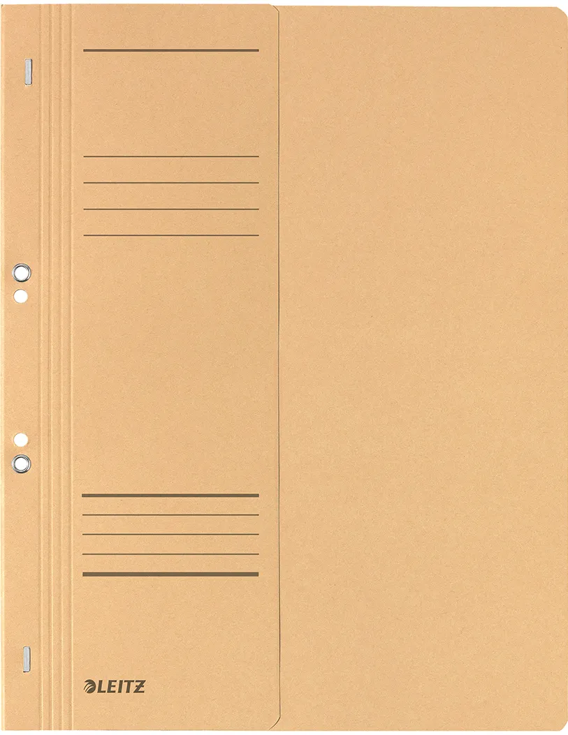Dosar cu sina Leitz 1/2, carton, 100% reciclat, certificare Blue Angel, A4, cu capse, 170 coli, kraft