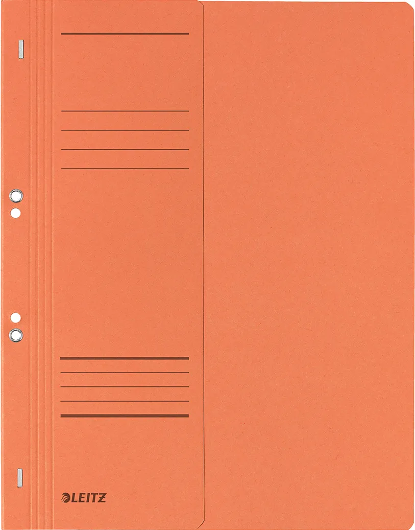 Dosar cu sina Leitz 1/2, carton, 100% reciclat, certificare Blue Angel, A4, cu capse, 170 coli, orange
