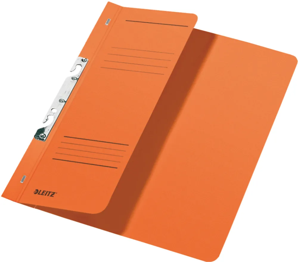 Dosar cu sina Leitz 1/2, carton, 100% reciclat, certificare Blue Angel, A4, incopciat, 170 coli, orange