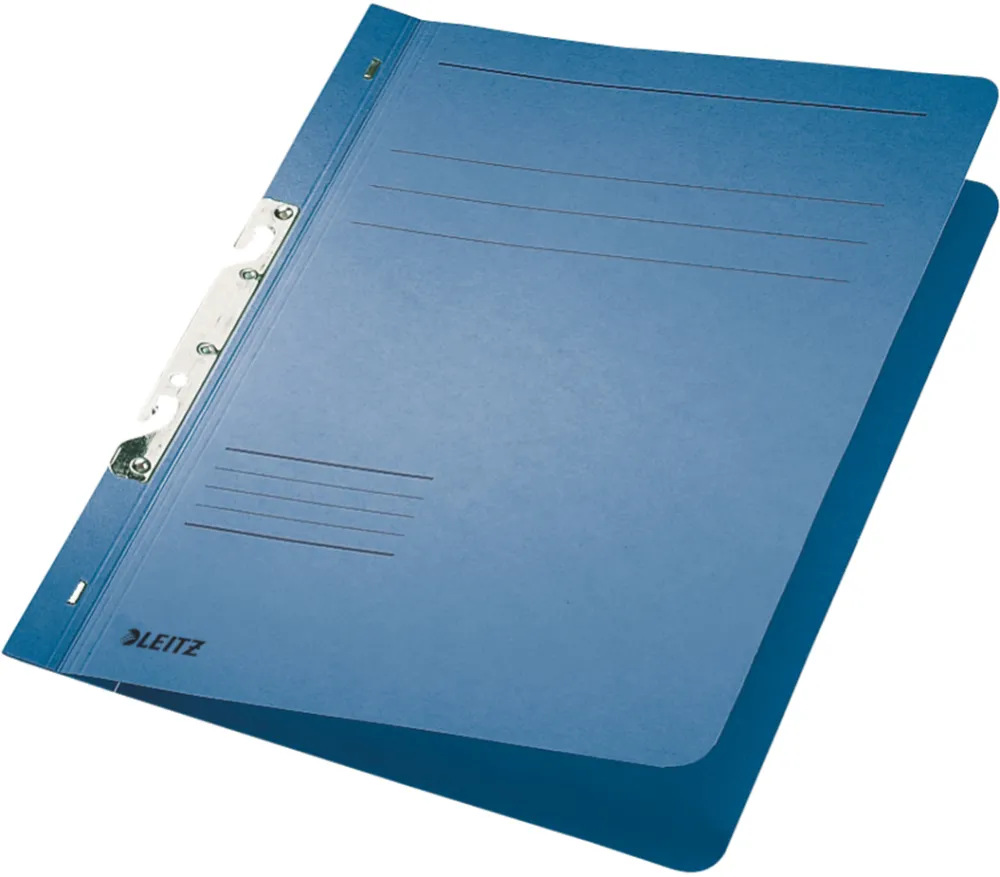 Dosar cu sina Leitz 1/1, carton, 100% reciclat, certificare Blue Angel, A4, incopciat, 170 coli, albastru