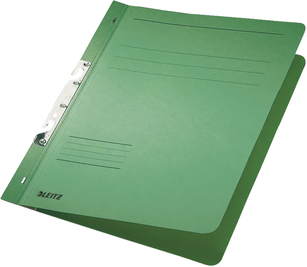 Dosar cu sina Leitz 1/1, carton, 100% reciclat, certificare Blue Angel, A4, incopciat, 170 coli, verde
