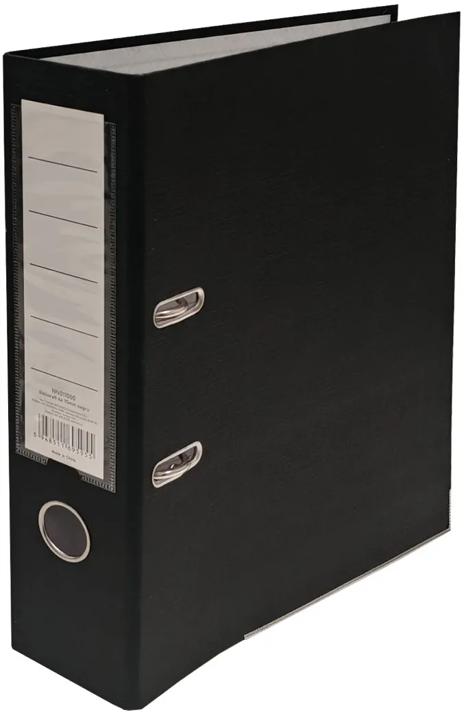 Biblioraft, A4, 75 mm, negru, mecanism nemontat