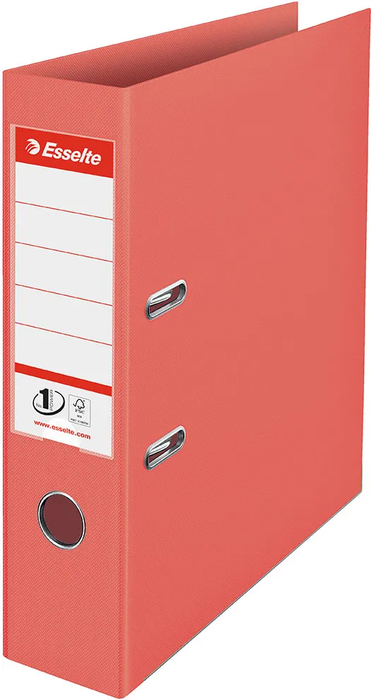 Biblioraft Esselte No.1 Power Colour'Breeze, PP/PP, partial reciclat, certificare FSC, A4, 75 mm, corai
