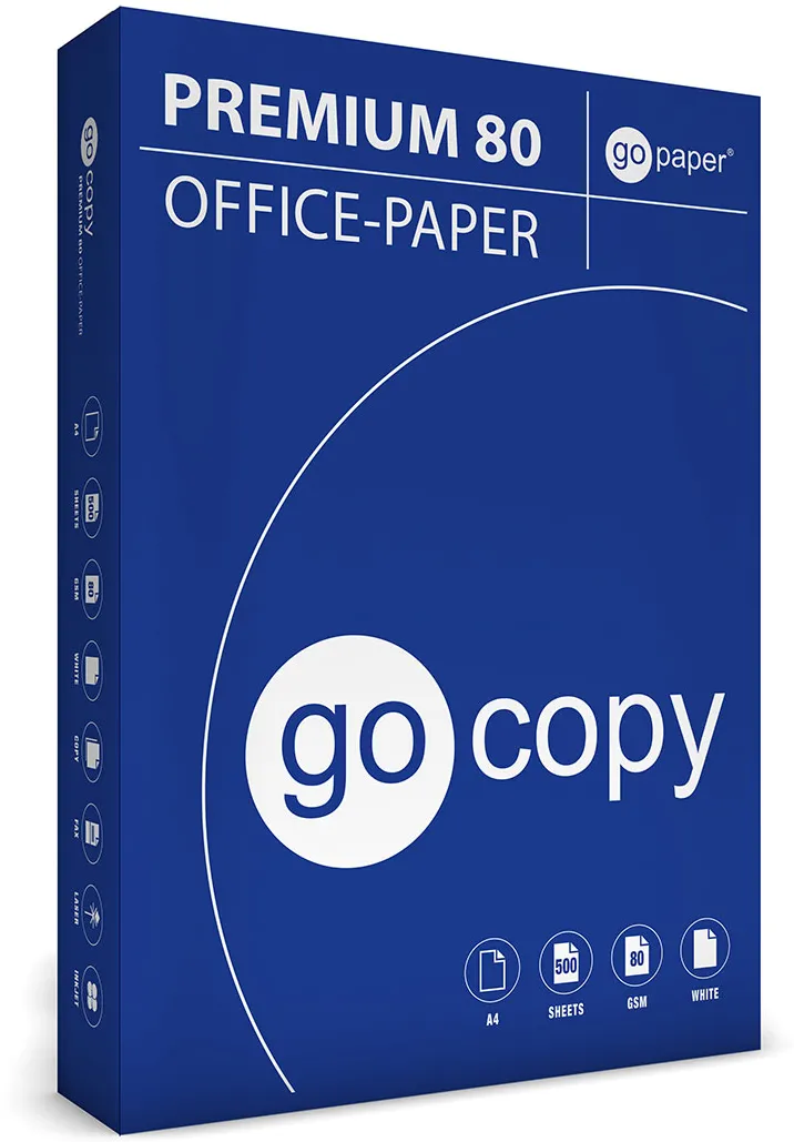 Hartie copiator GO COPY PREMIUM, A4, 80g, 500 coli/top, 5 topuri/cutie