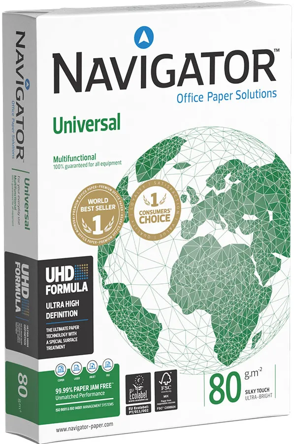 Hartie copiator Navigator Universal, A4, 80 g, 500 coli/top, 5 topuri/cutie