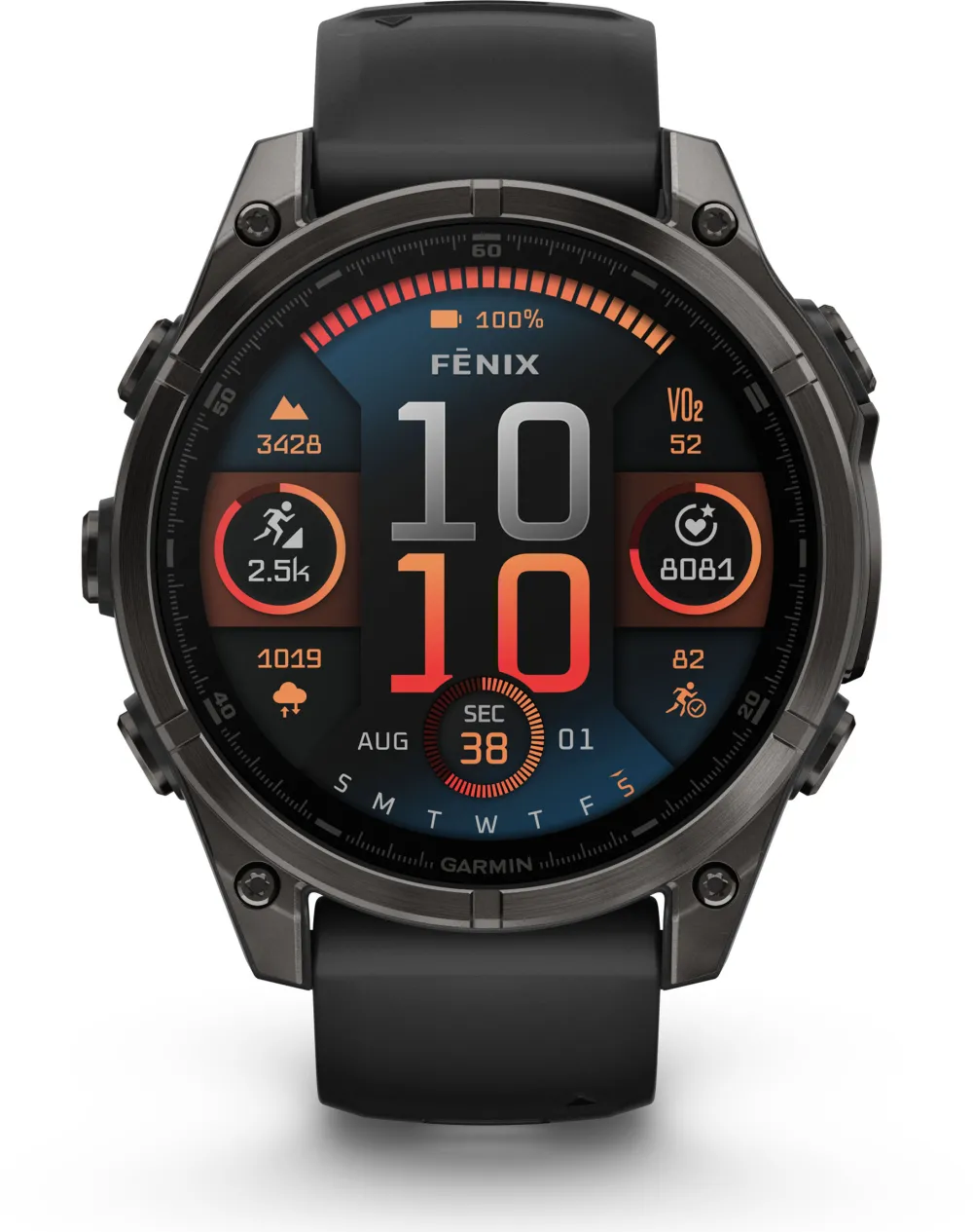Garmin - fenix 8 AMOLED Sapphire - 47 mm - Carbon Gray DLC Titanium with Black | Pebble Gray Silicone Band