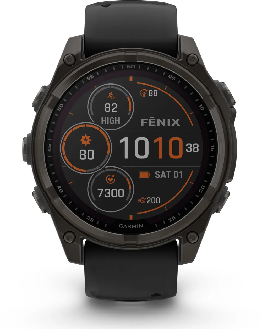 Garmin - fenix 8 Solar Sapphire - 47 mm - Carbon Gray DLC Titanium with Black | Pebble Gray Silicone Band