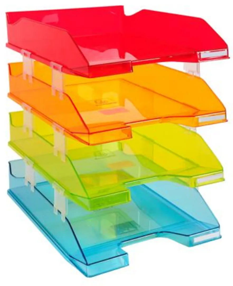 Set 4 tavite Exacompta Harlequin, plastic transparent, culori asortate