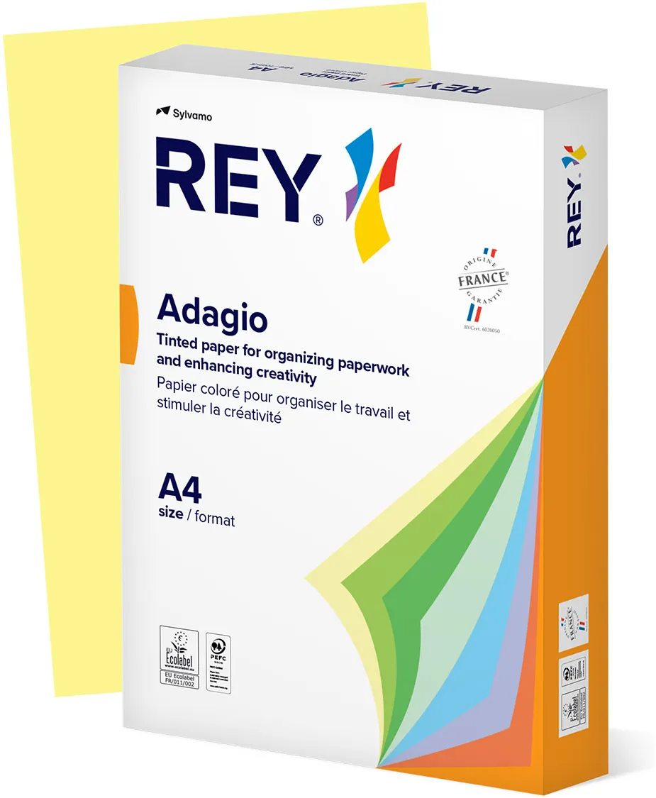 Hartie color REY Adagio, A4, 80g, 500 coli/top, galben pastel, Canary 49