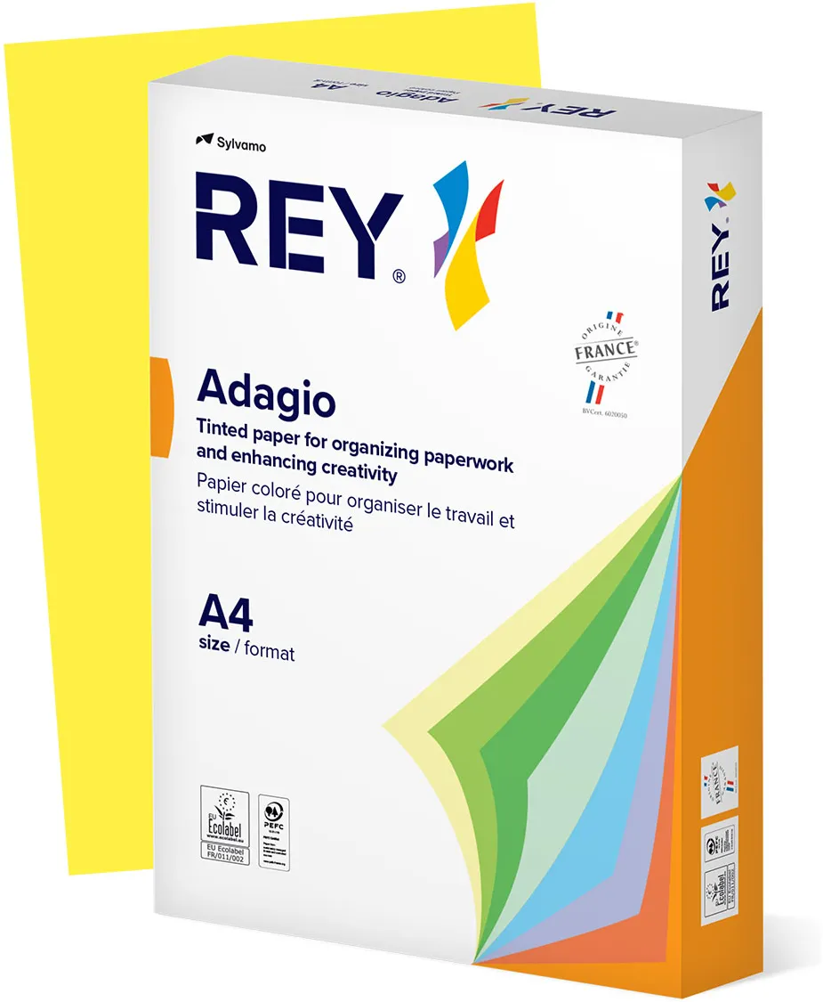 Hartie color REY Adagio, A4, 80g, 500 coli/top, galben intens, Yellow 66