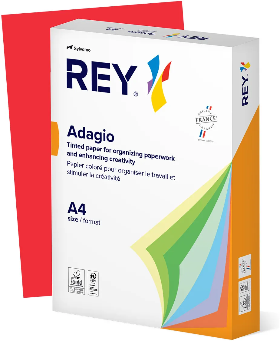 Hartie color REY Adagio, A4, 80g, 500 coli/top, rosu, Red 22