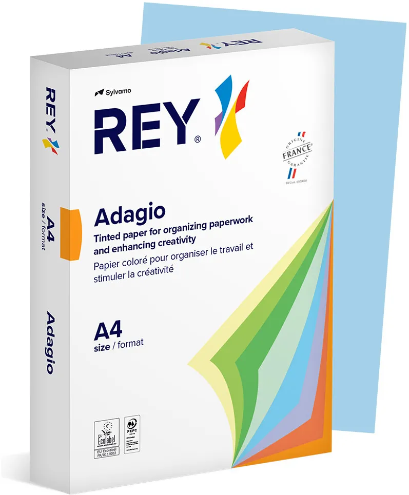 Carton color REY Adagio, A4, 160g, 250 coli/top, bleu pastel, Blue 01