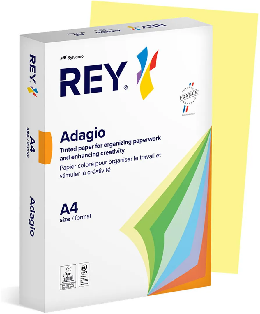 Carton color REY Adagio, A4, 160g, 250 coli/top, galben pastel, Canary 49