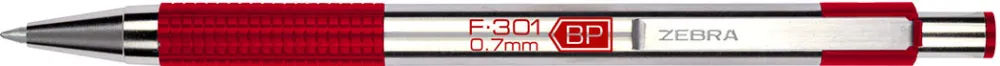 Pix cu mecanism Zebra, F301, 0.7 mm, corp rosu, scriere albastra