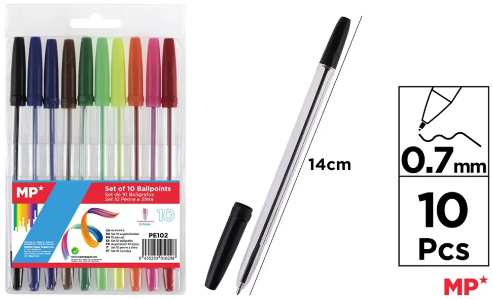 Set 10 pixuri fara mecanism Main Paper, varf 0.7mm, culori asoratate