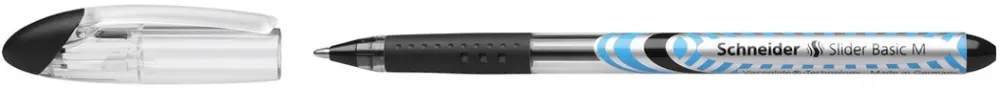 Pix cu gel Schneider Slider M, corp transparent, varf 0.4 mm, negru