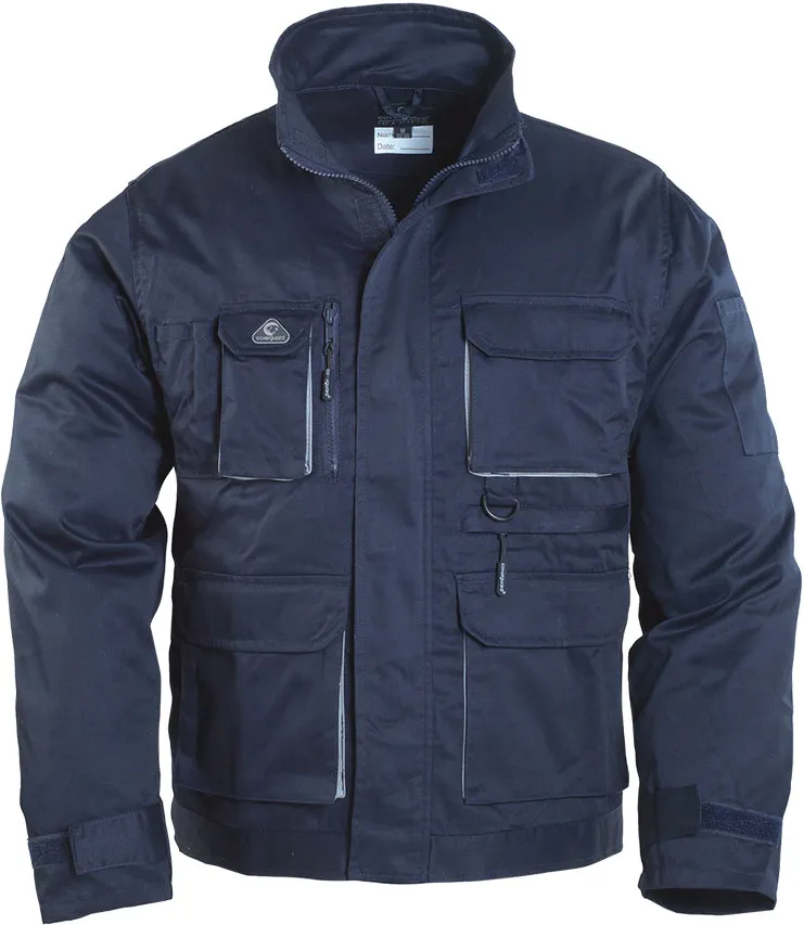 Jacheta tercot 245 g/mp bluemarin marime L, cu mansete reglabile si fermoar ascuns