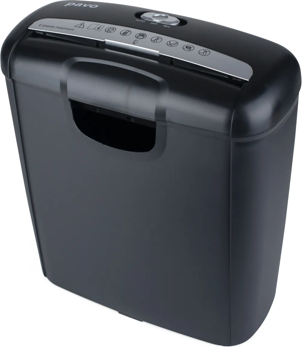 Distrugator de documente Pavo, Stripcut Montreal, 6 coli, 10L, negru