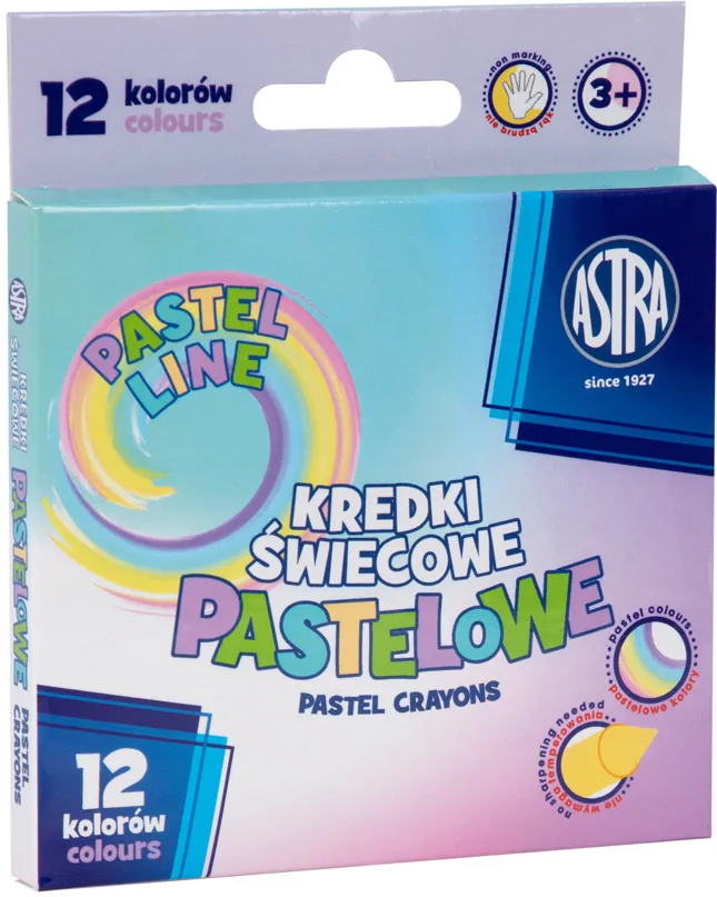 Creioane colorate, pastel, Astra, 12 culori/set